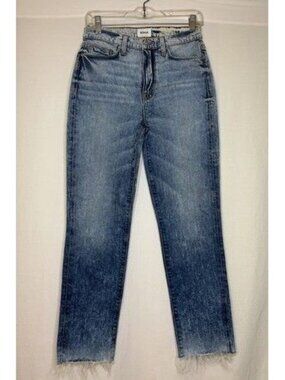 NWOT Hudson Jeans Womens 27 Raw Hem Straight Leg High Rise Ombré Acid Stone Wash
